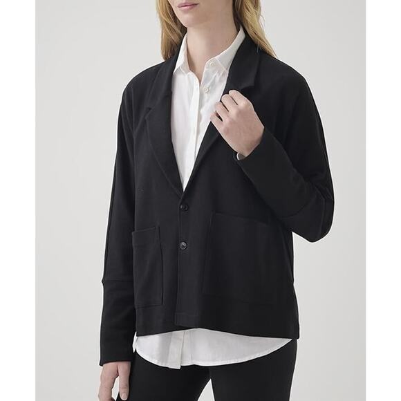 New Pact Organic Womens Jacket L Black Relaxed Airplane Blazer Sample - Picture 2 of 9